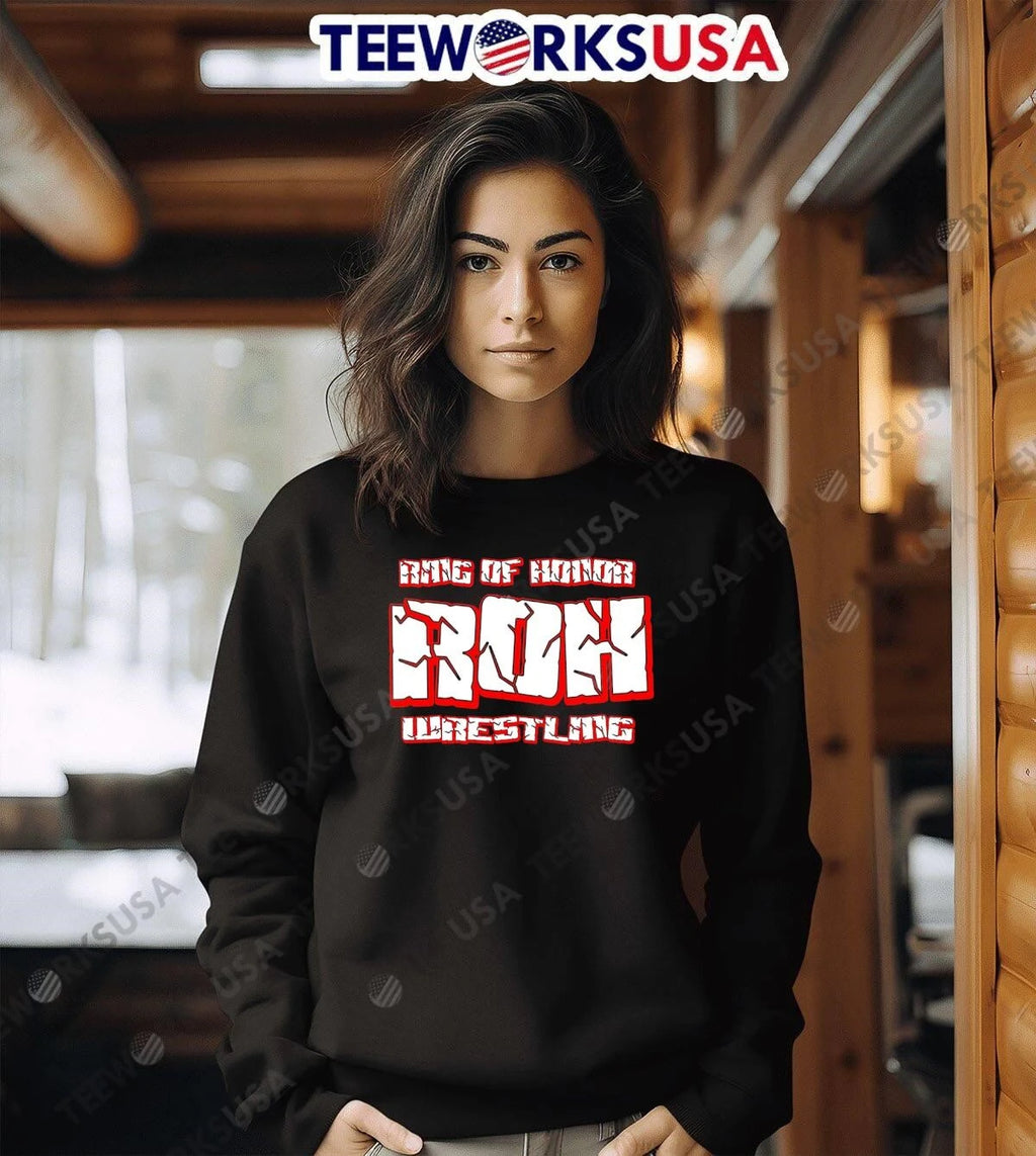 Ring of Honor Wrestling Cracked Text Logo - Adult & Kids T-Shirts, Sweatshirts & Hoodies apparel design preview 6