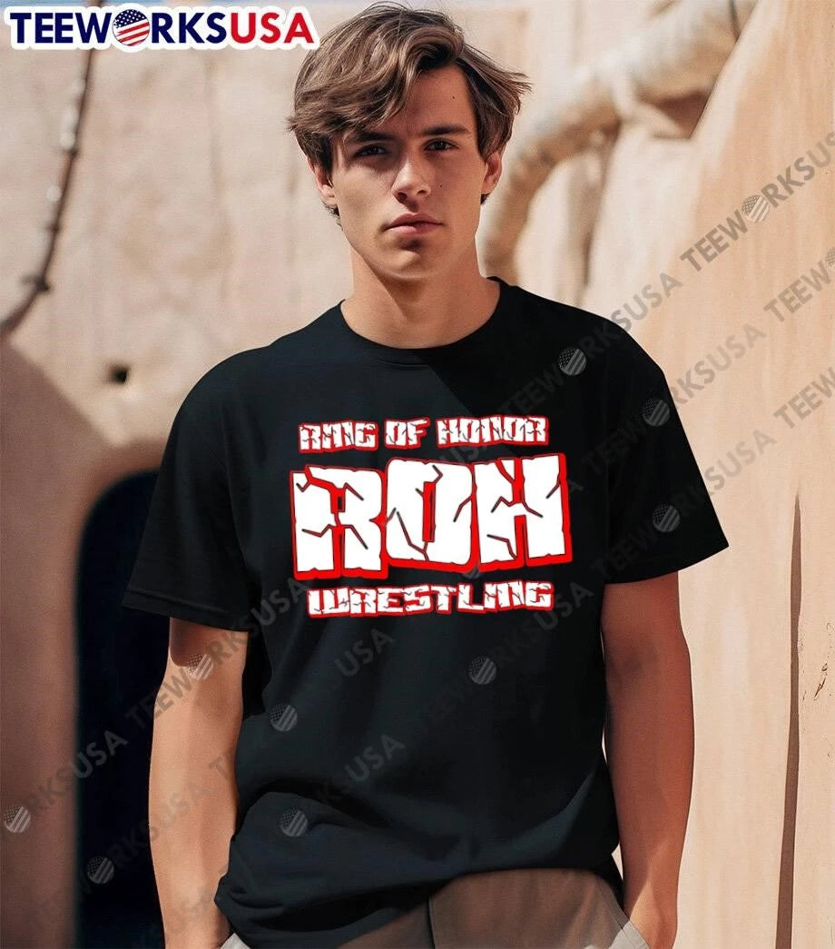 Ring of Honor Wrestling Cracked Text Logo - Adult & Kids T-Shirts, Sweatshirts & Hoodies apparel design preview 1