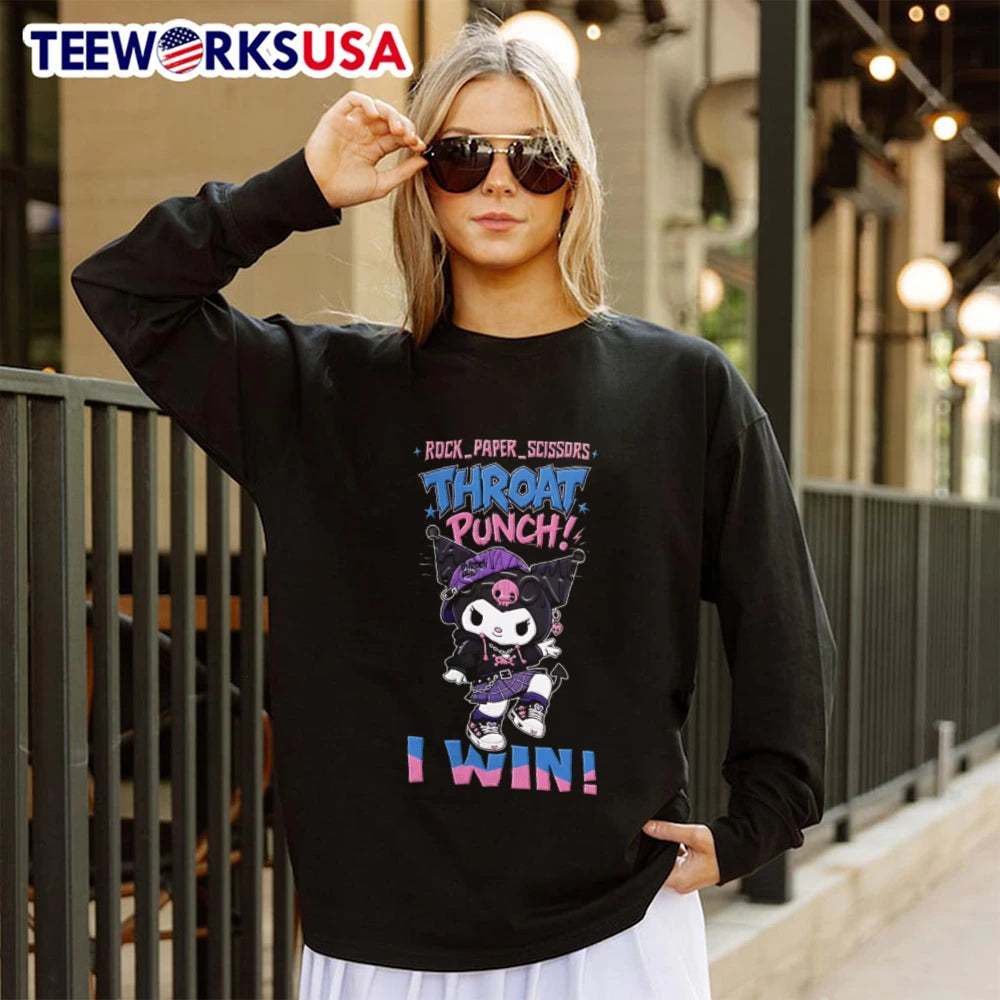 Rock Paper Scissors Throat Punch I Win Kuromi - Adult & Kids T-Shirts, Sweatshirts & Hoodies apparel design preview 4