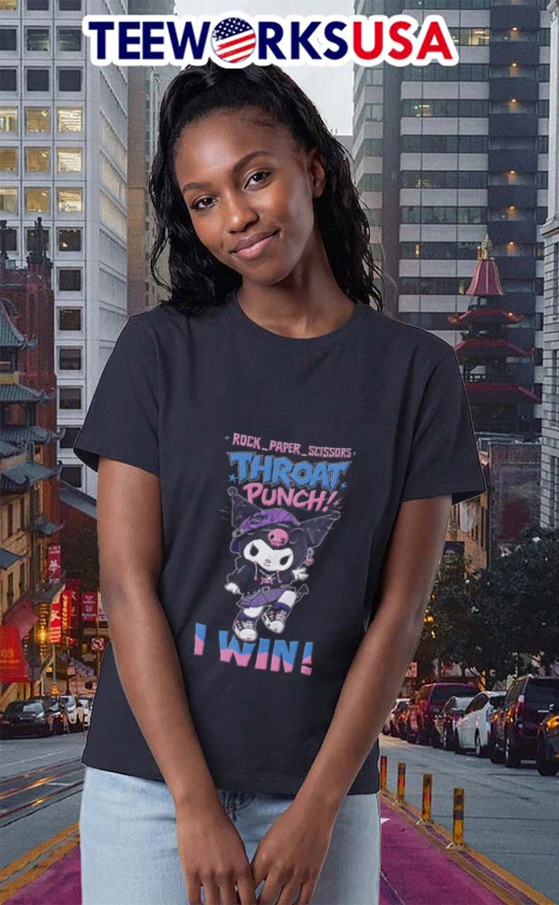 Rock Paper Scissors Throat Punch I Win Kuromi - Adult & Kids T-Shirts, Sweatshirts & Hoodies apparel design preview 2