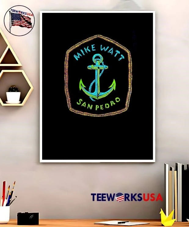 San Pedro Mike Watt Anchor Rope Shield Frame Neon - Adult & Kids T-Shirts, Sweatshirts & Hoodies apparel design preview 5