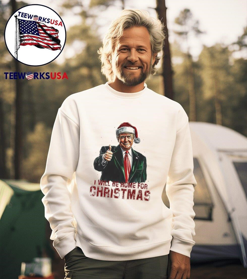 Santa Trump I will be home for Christmas - Adult & Kids T-Shirts, Sweatshirts & Hoodies apparel design preview 3