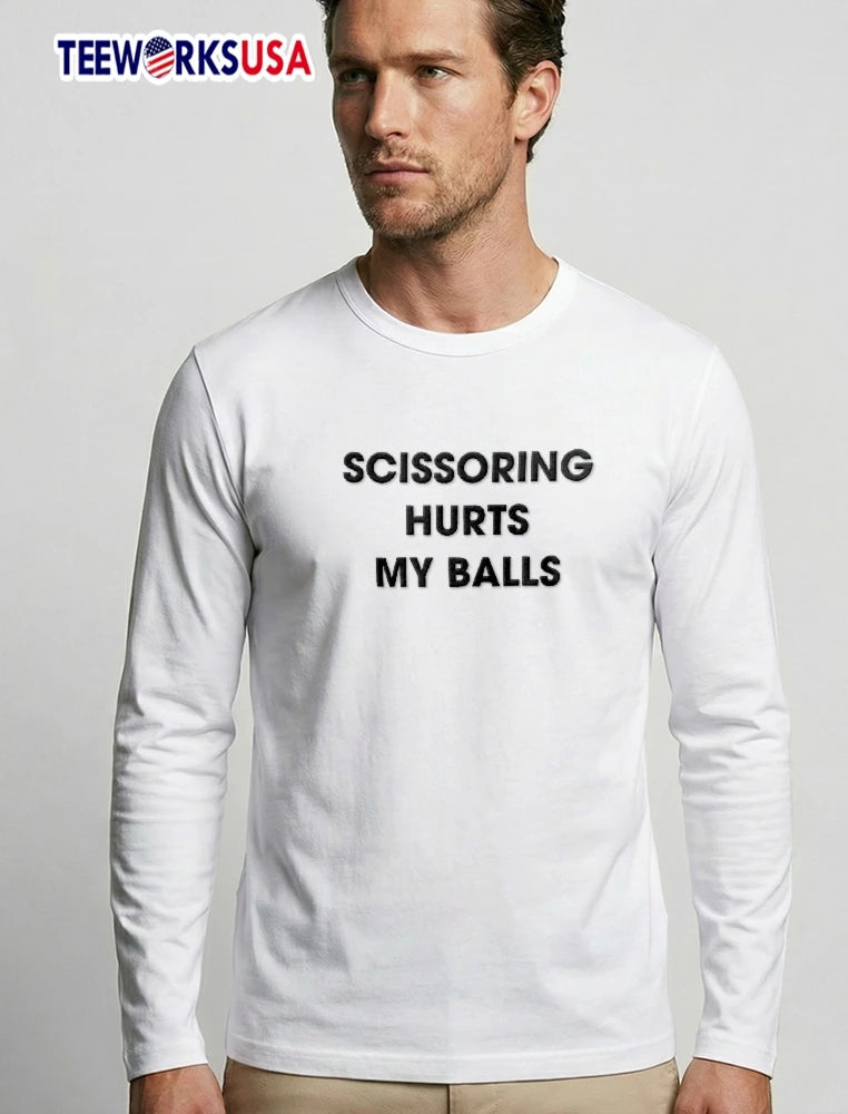 Scissoring Hurts My Balls Bold Sans Serif Typography - Adult & Kids T-Shirts, Sweatshirts & Hoodies apparel design preview 3