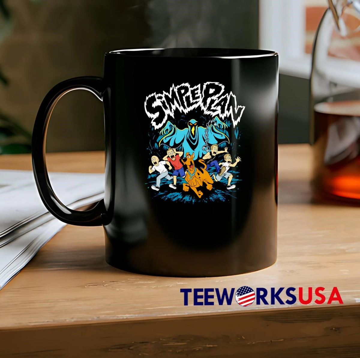 Scooby-Doo and Simple Plan Running from Ghost - Adult & Kids T-Shirts, Sweatshirts & Hoodies apparel design preview 2