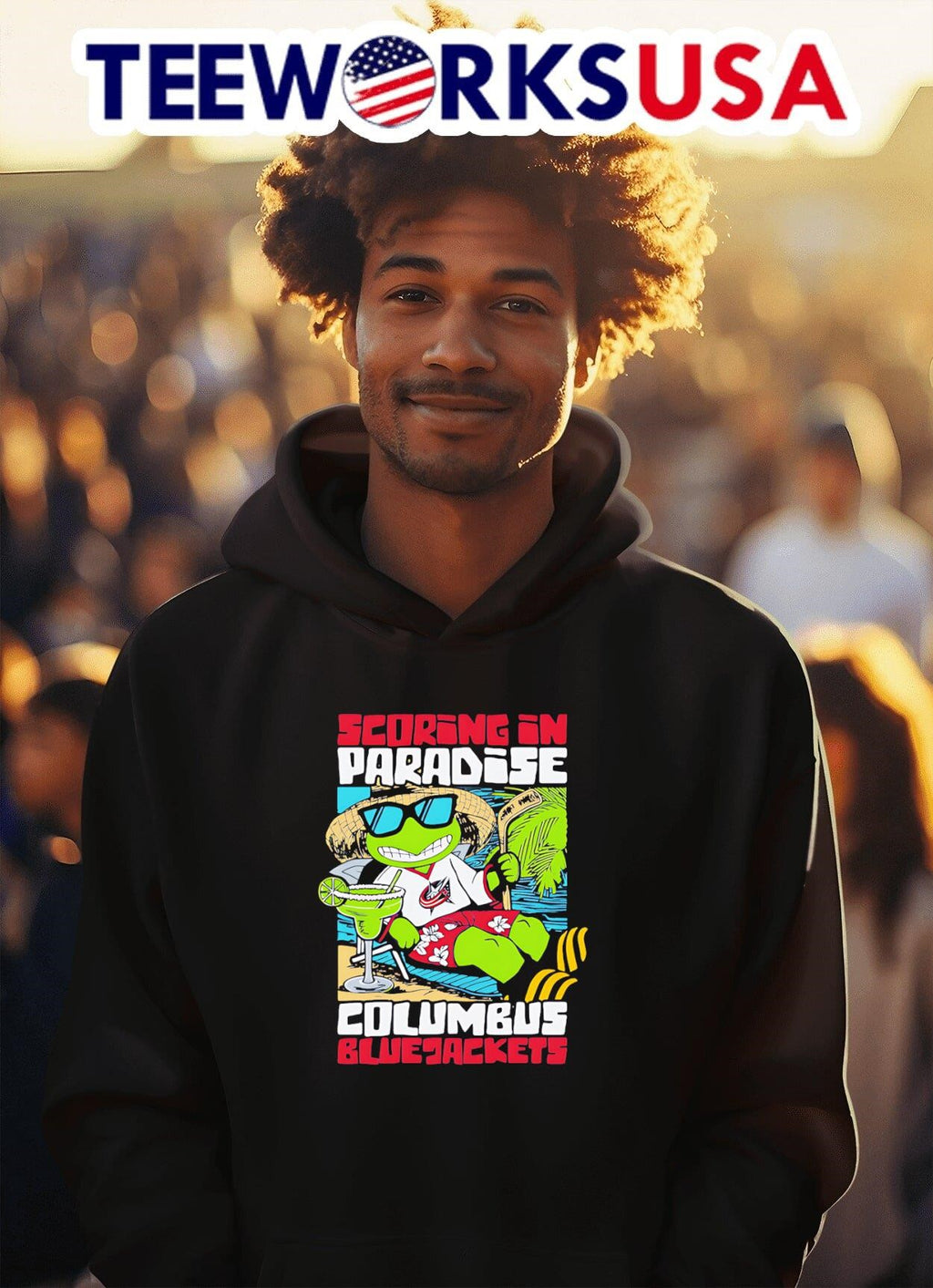Scoring in paradise Columbus Bluejackets - Adult & Kids T-Shirts, Sweatshirts & Hoodies apparel design preview 2