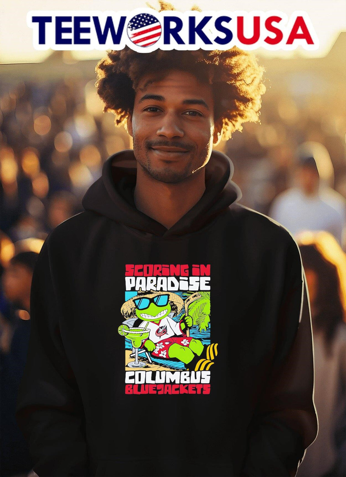 Scoring in paradise Columbus Bluejackets - Adult & Kids T-Shirts, Sweatshirts & Hoodies apparel design preview 2