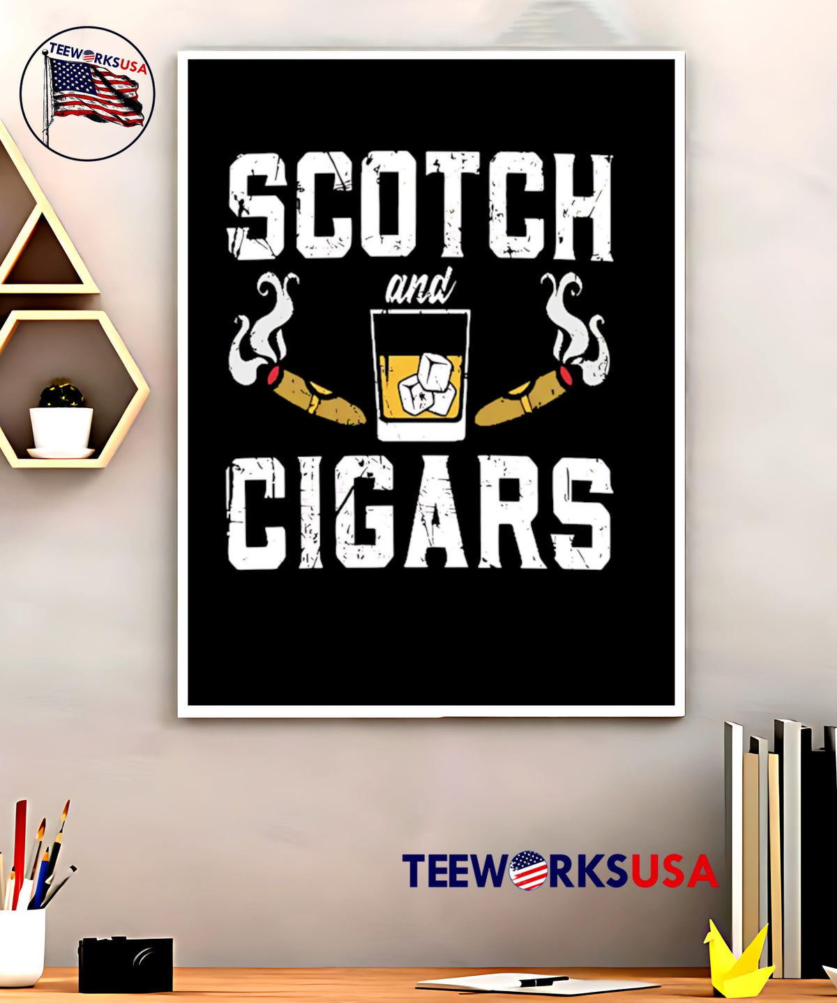 Scotch and Cigars retro - Adult & Kids T-Shirts, Sweatshirts & Hoodies apparel design preview 5