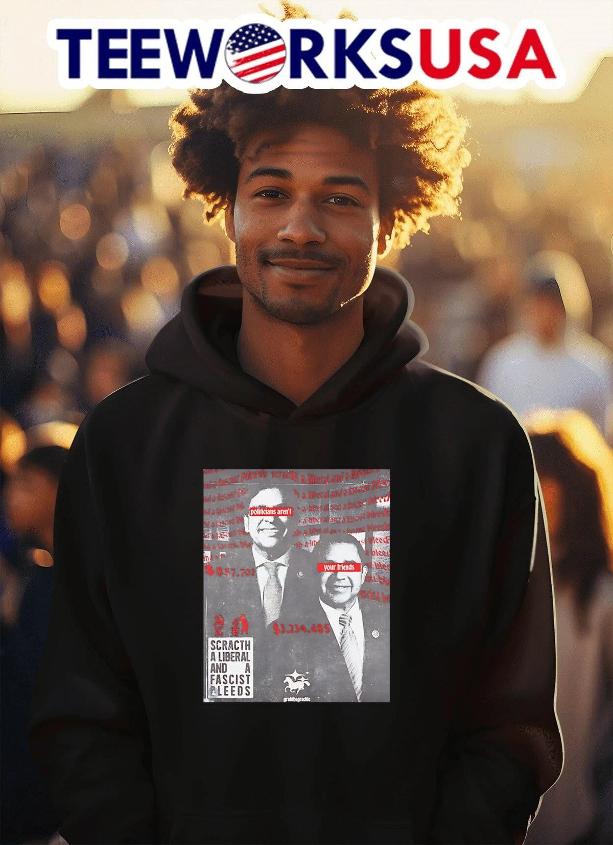 Scratch A Liberal And Fascist Bleeds Politicians - Adult & Kids T-Shirts, Sweatshirts & Hoodies apparel design preview 2