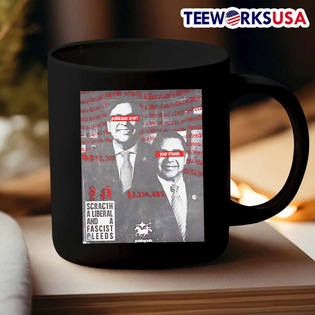 Scratch A Liberal And Fascist Bleeds Politicians - Adult & Kids T-Shirts, Sweatshirts & Hoodies apparel design preview 3