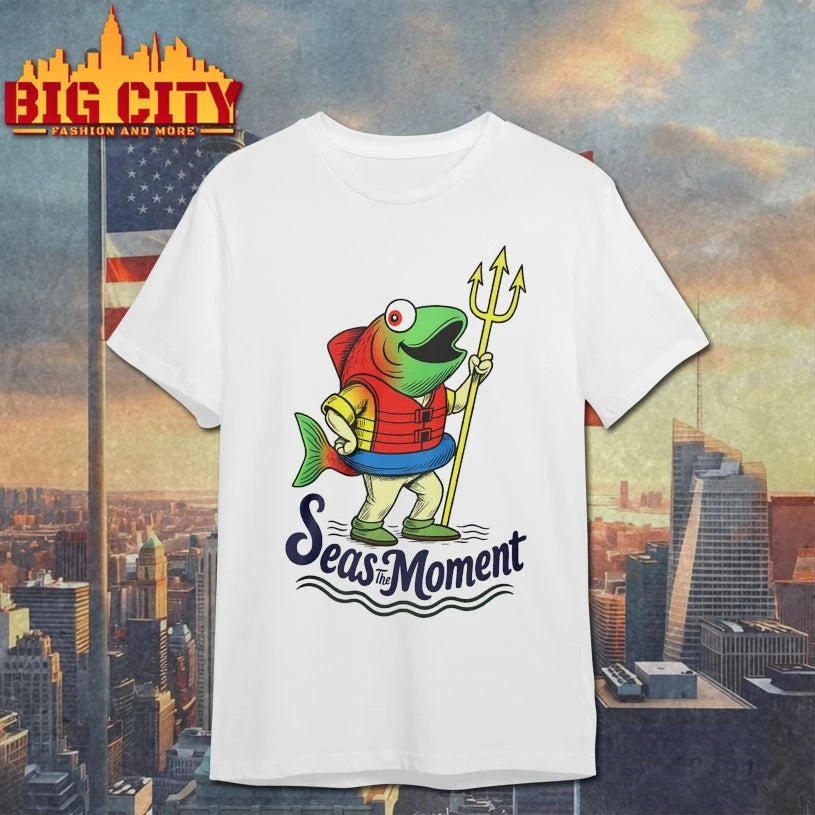 Seas The Moment Humpy Salmon Mariners Holding Trident - Adult & Kids T-Shirts, Sweatshirts & Hoodies apparel design preview 1