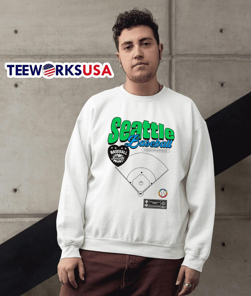 Seattle Mariners baseball everyone's favorite pastime - Adult & Kids T-Shirts, Sweatshirts & Hoodies apparel design preview 3