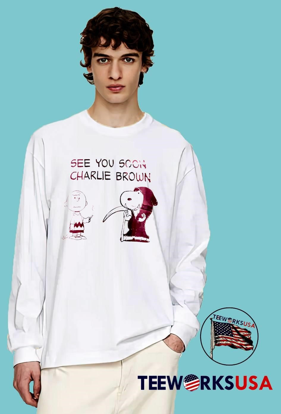 See You Soon Charlie Brown Grim Reaper Peanuts - Adult & Kids T-Shirts, Sweatshirts & Hoodies apparel design preview 3