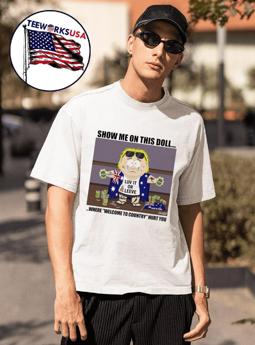 Show me on this doll where Welcome to Country hurt - Adult & Kids T-Shirts, Sweatshirts & Hoodies apparel design preview 1