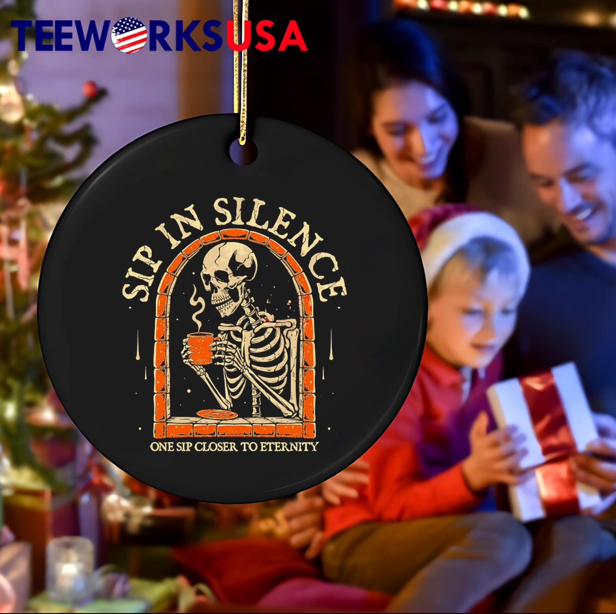 Sip In Silence skeleton coffee one closer to eternity - Adult & Kids T-Shirts, Sweatshirts & Hoodies apparel design preview 4