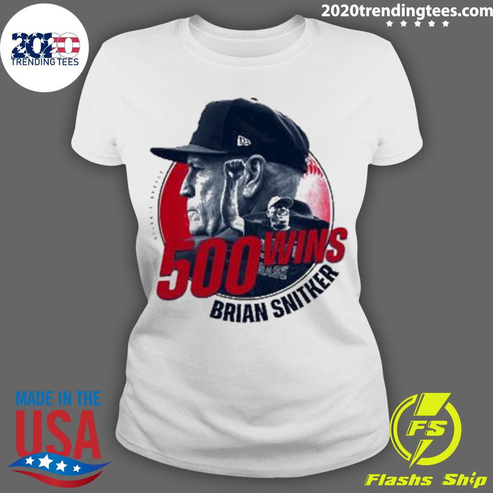 Nice brian Snitker Picks Up 500th Career Win - Adult & Kids T-Shirts, Sweatshirts & Hoodies apparel design preview 3