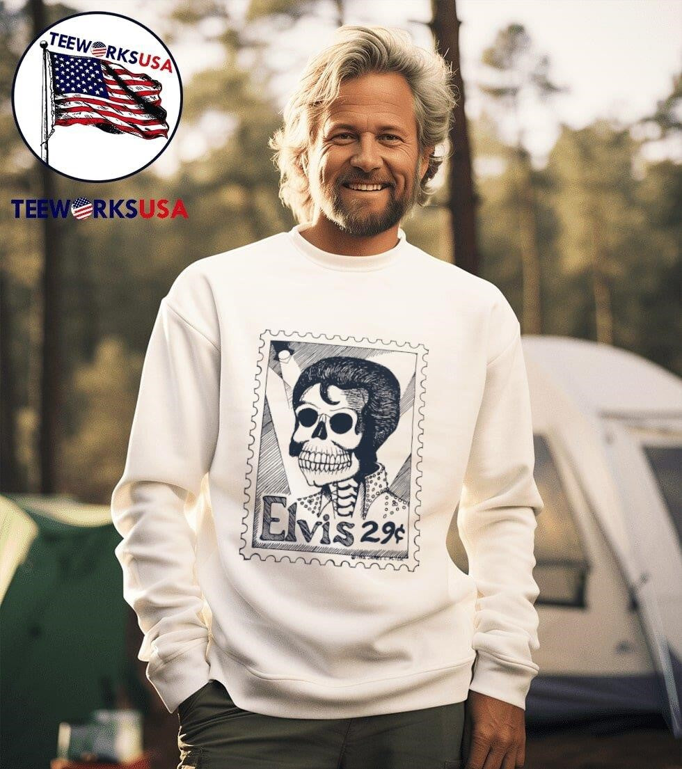 Skeleton Elvis stamp - Adult & Kids T-Shirts, Sweatshirts & Hoodies apparel design preview 3