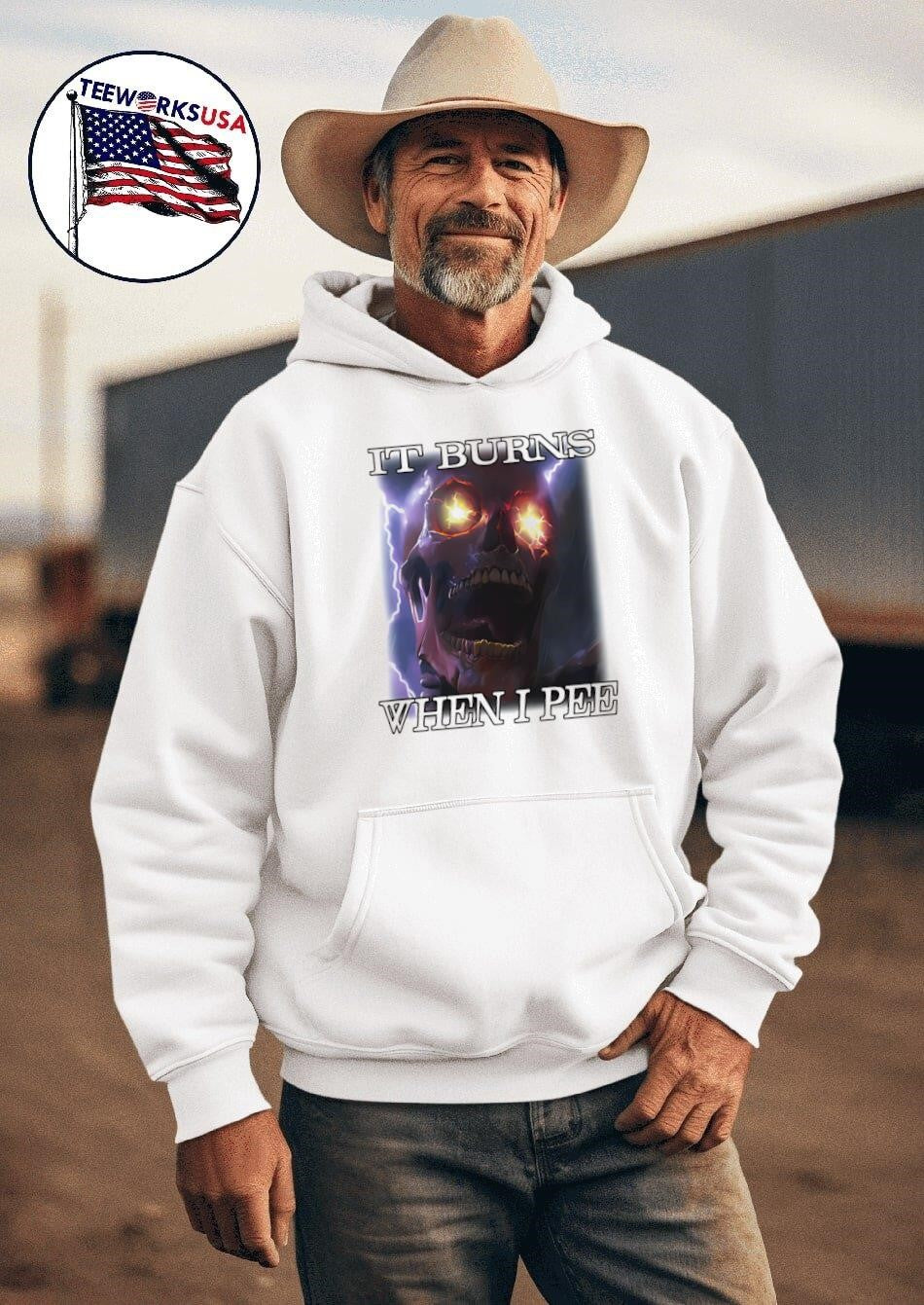Skeleton it burns when I pee - Adult & Kids T-Shirts, Sweatshirts & Hoodies apparel design preview 2