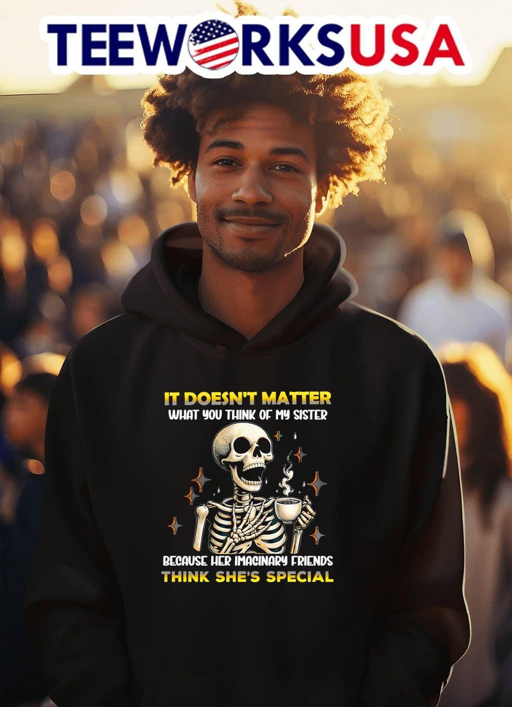Skeleton it doesn't matter what you think of my - Adult & Kids T-Shirts, Sweatshirts & Hoodies apparel design preview 2