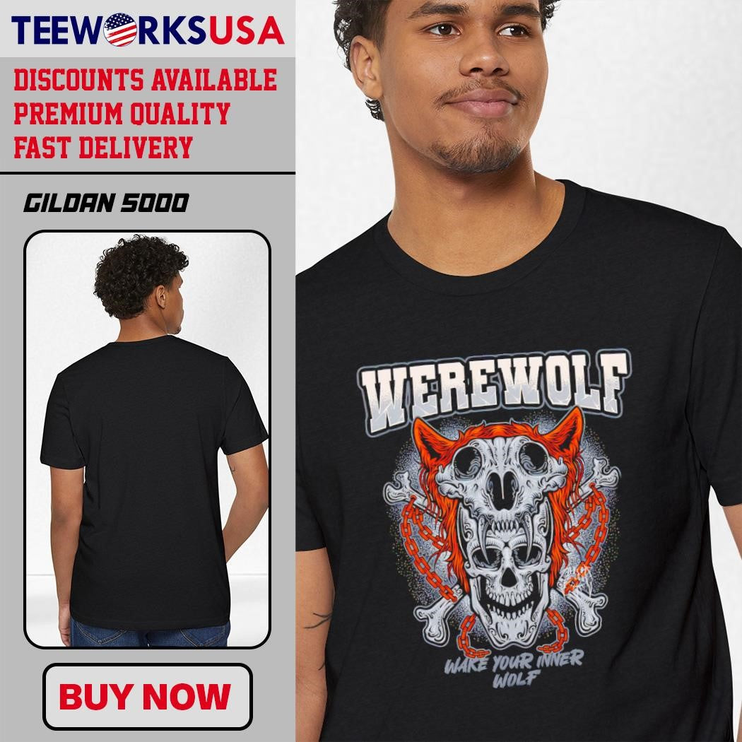 Skull Werewolf Wake Your Inner Wolf - Adult & Kids T-Shirts, Sweatshirts & Hoodies apparel design preview 3