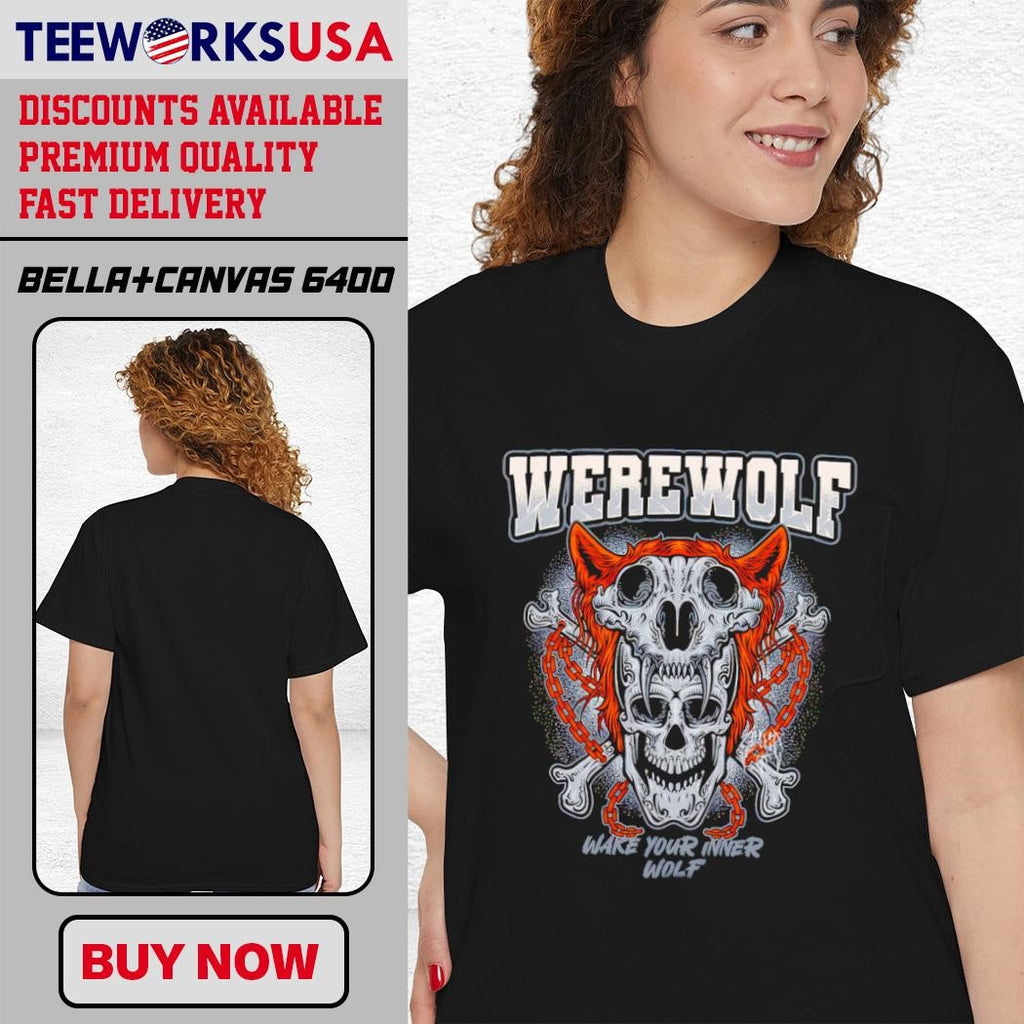 Skull Werewolf Wake Your Inner Wolf - Adult & Kids T-Shirts, Sweatshirts & Hoodies apparel design preview 4