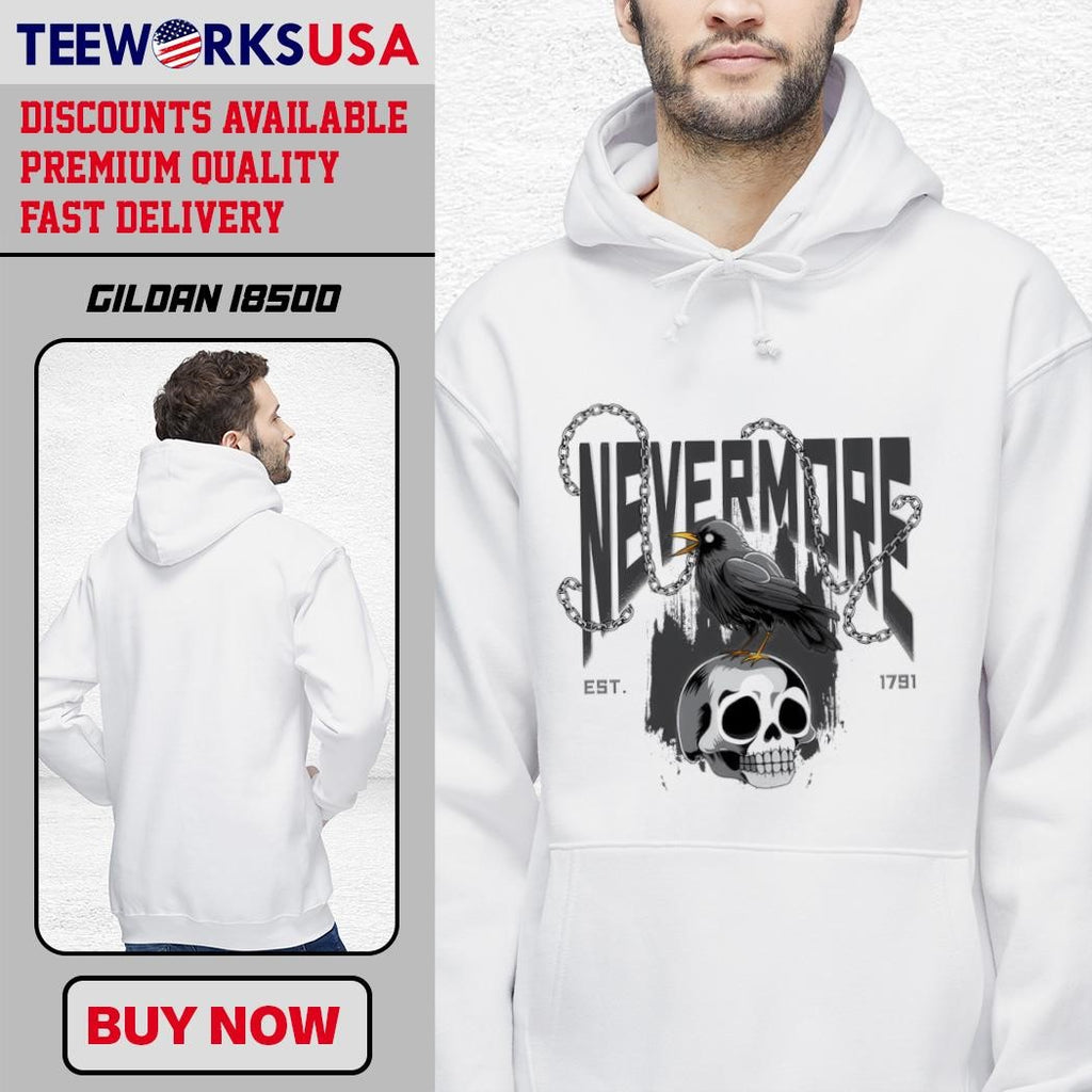 Skull nevermore est 1791 - Adult & Kids T-Shirts, Sweatshirts & Hoodies apparel design preview 2