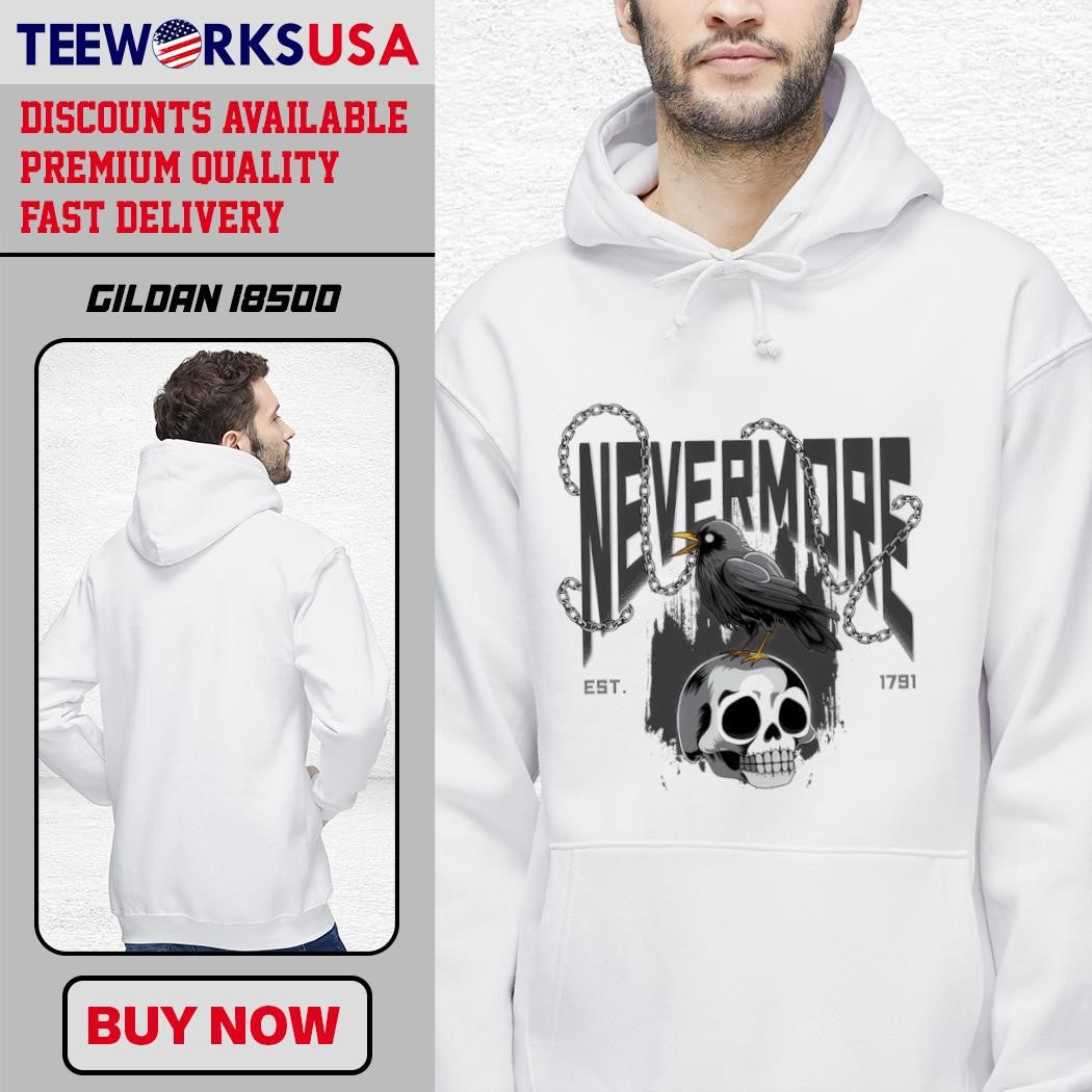 Skull nevermore est 1791 - Adult & Kids T-Shirts, Sweatshirts & Hoodies apparel design preview 2