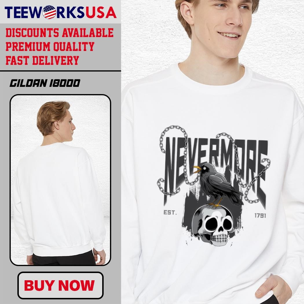 Skull nevermore est 1791 - Adult & Kids T-Shirts, Sweatshirts & Hoodies apparel design preview 1