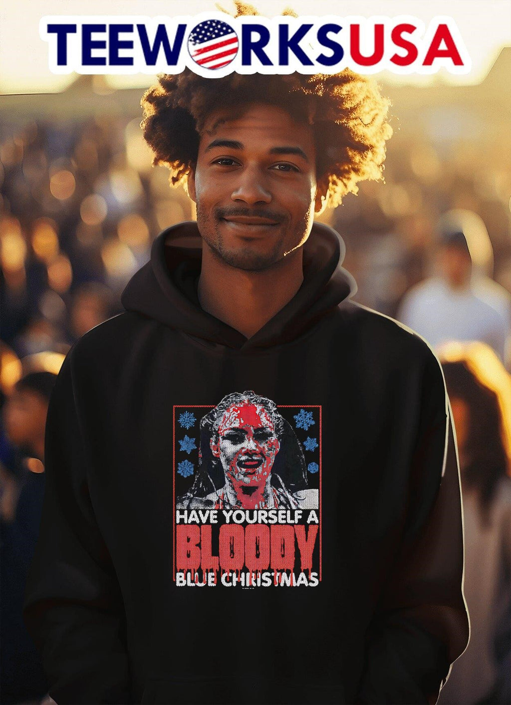 Skye Blue Bloody Christmas Holiday - Adult & Kids T-Shirts, Sweatshirts & Hoodies apparel design preview 2