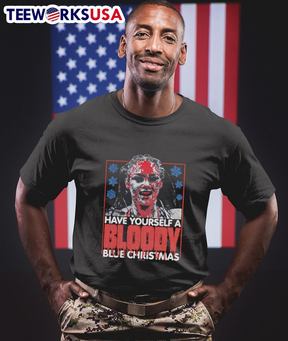 Skye Blue Bloody Christmas Holiday - Adult & Kids T-Shirts, Sweatshirts & Hoodies apparel design preview 1