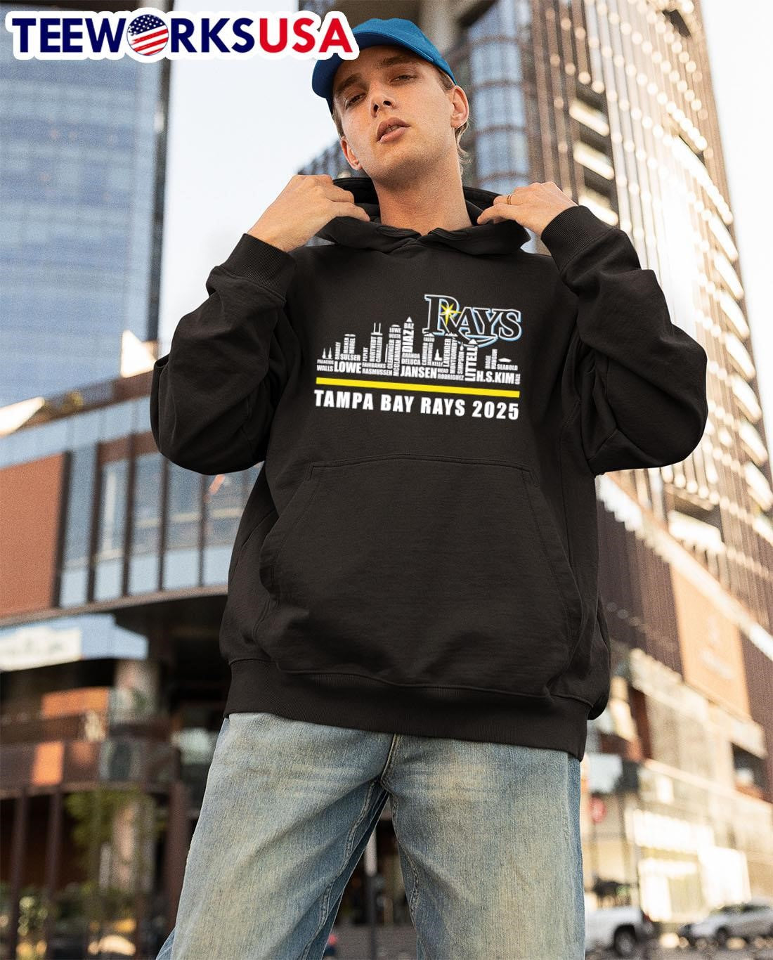 Skyline Tampa Bay Rays name 2025 - Adult & Kids T-Shirts, Sweatshirts & Hoodies apparel design preview 3