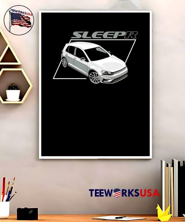 Sleepr Silver Hatchback Car Monochromatic Vector Line - Adult & Kids T-Shirts, Sweatshirts & Hoodies apparel design preview 5