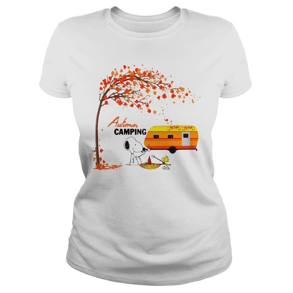 Snoopy Autumn Camping Leaf Tree - Adult & Kids T-Shirts, Sweatshirts & Hoodies apparel design preview 2