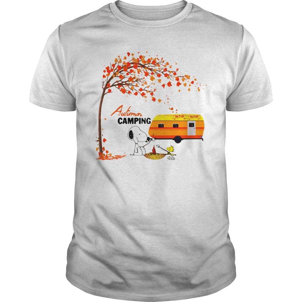 Snoopy Autumn Camping Leaf Tree - Adult & Kids T-Shirts, Sweatshirts & Hoodies apparel design preview 1