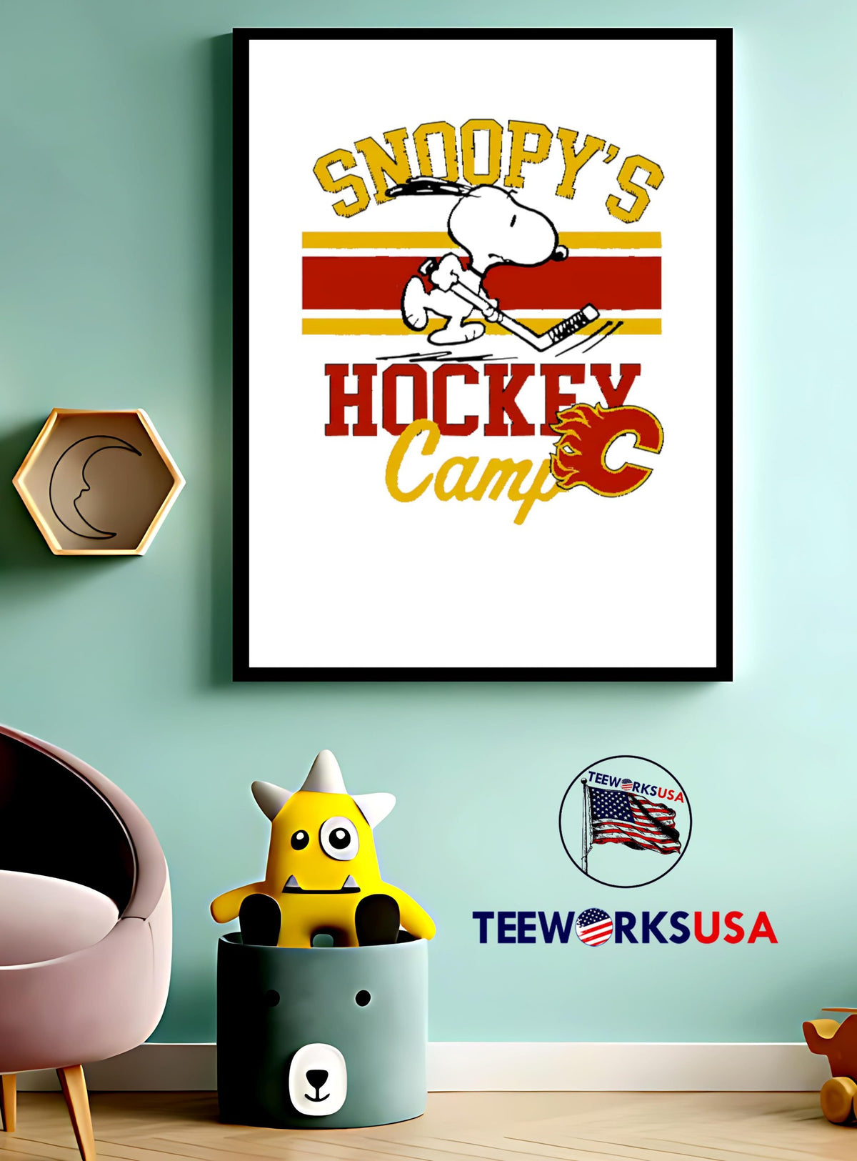 Snoopy Calgary Flames Snoopy's Camp - Adult & Kids T-Shirts, Sweatshirts & Hoodies apparel design preview 3