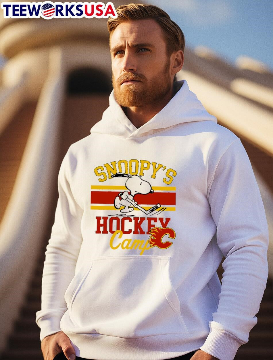 Snoopy Calgary Flames Snoopy's Camp - Adult & Kids T-Shirts, Sweatshirts & Hoodies apparel design preview 2