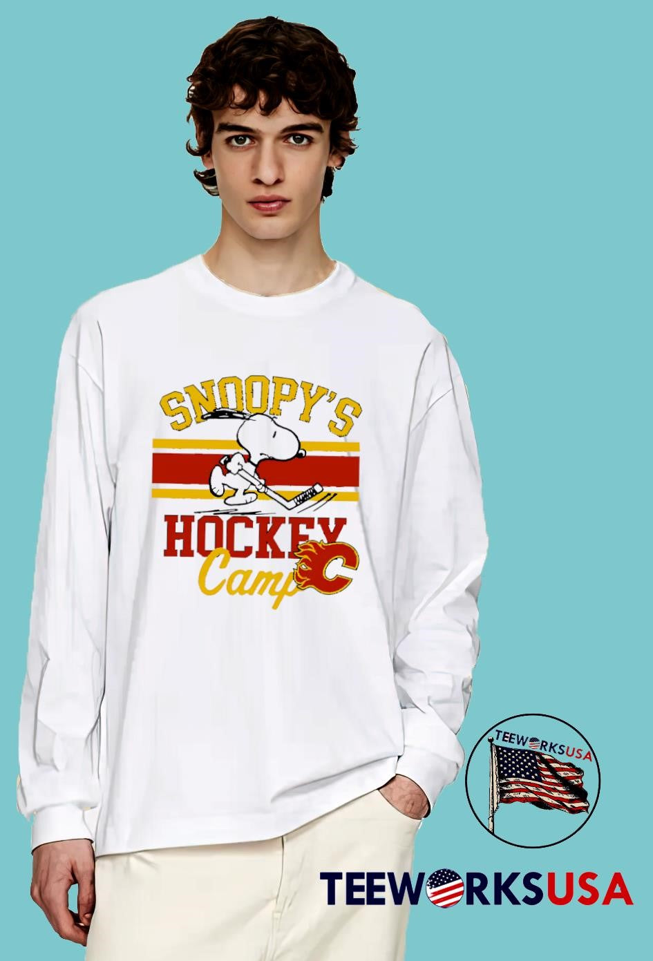 Snoopy Calgary Flames Snoopy's Camp - Adult & Kids T-Shirts, Sweatshirts & Hoodies apparel design preview 4