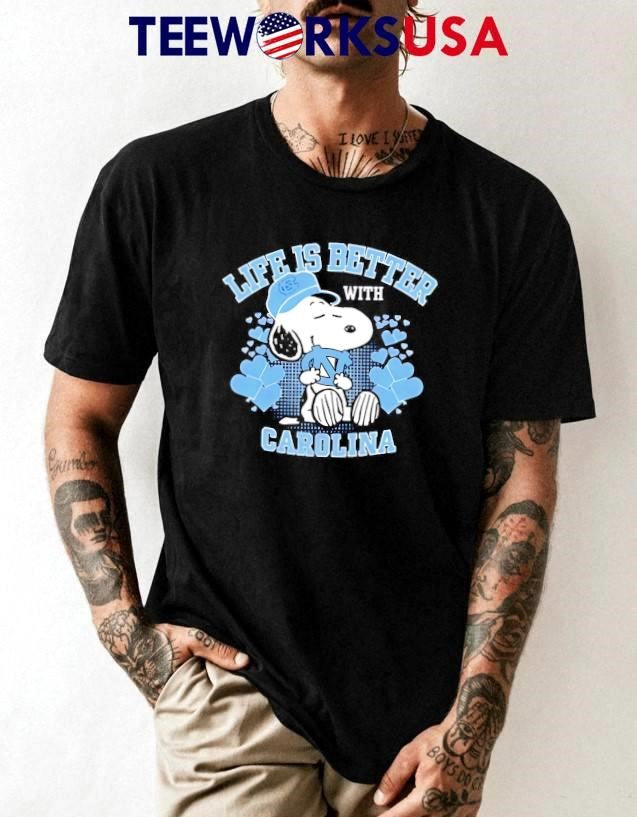 Snoopy Life Is Better With North Carolina Tar Heels - Adult & Kids T-Shirts, Sweatshirts & Hoodies apparel design preview 1