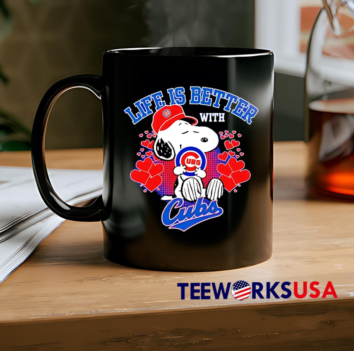Snoopy Life is better with Cubs - Adult & Kids T-Shirts, Sweatshirts & Hoodies apparel design preview 2