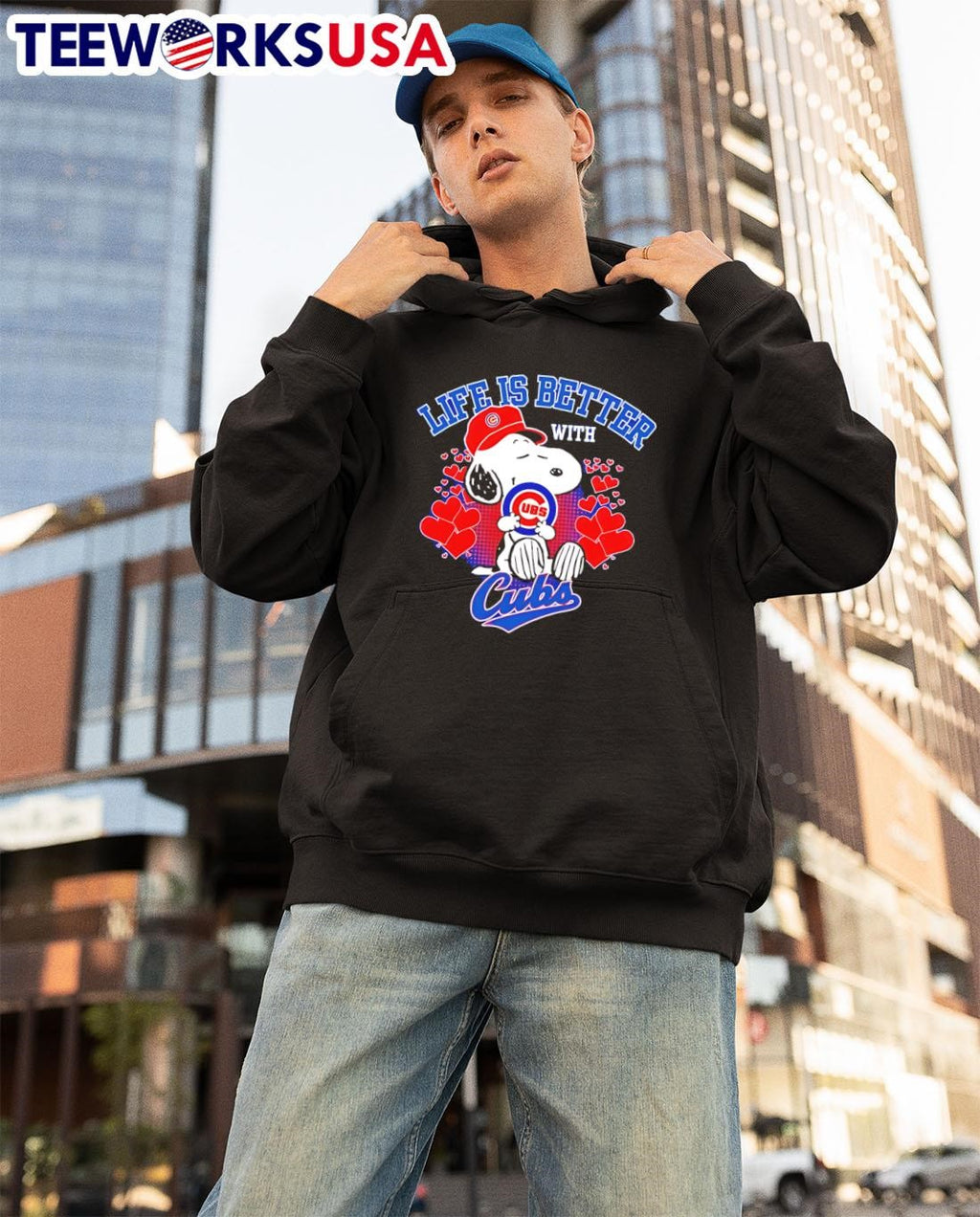 Snoopy Life is better with Cubs - Adult & Kids T-Shirts, Sweatshirts & Hoodies apparel design preview 3