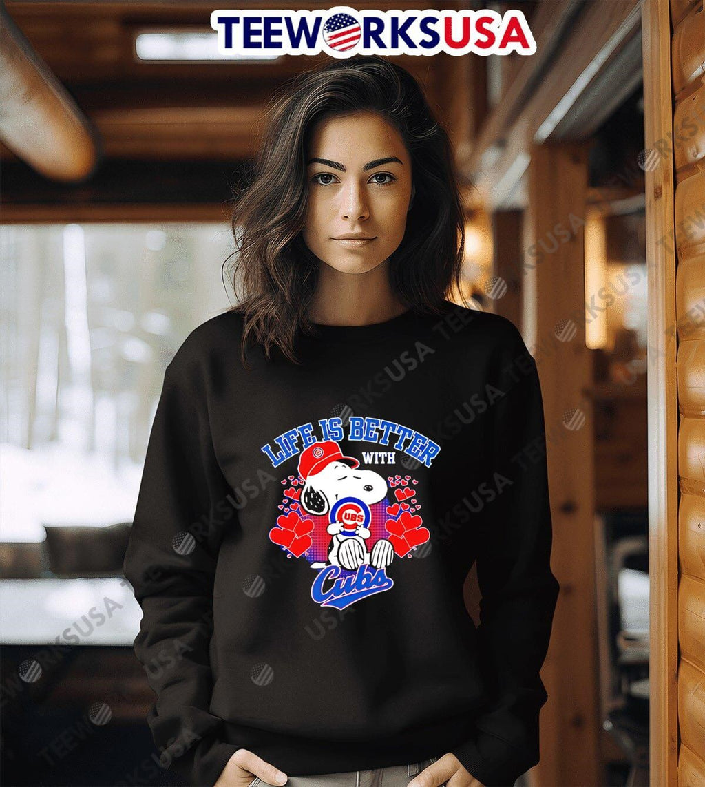 Snoopy Life is better with Cubs - Adult & Kids T-Shirts, Sweatshirts & Hoodies apparel design preview 6