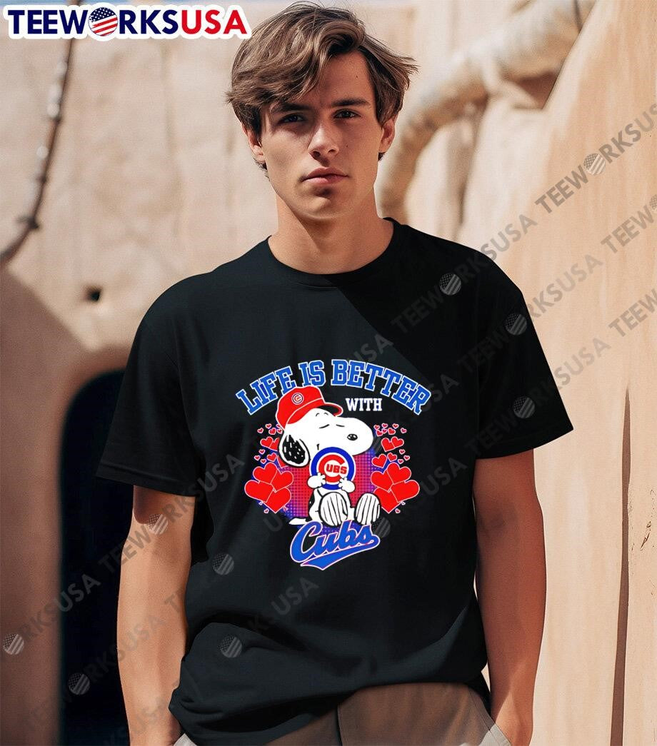 Snoopy Life is better with Cubs - Adult & Kids T-Shirts, Sweatshirts & Hoodies apparel design preview 1