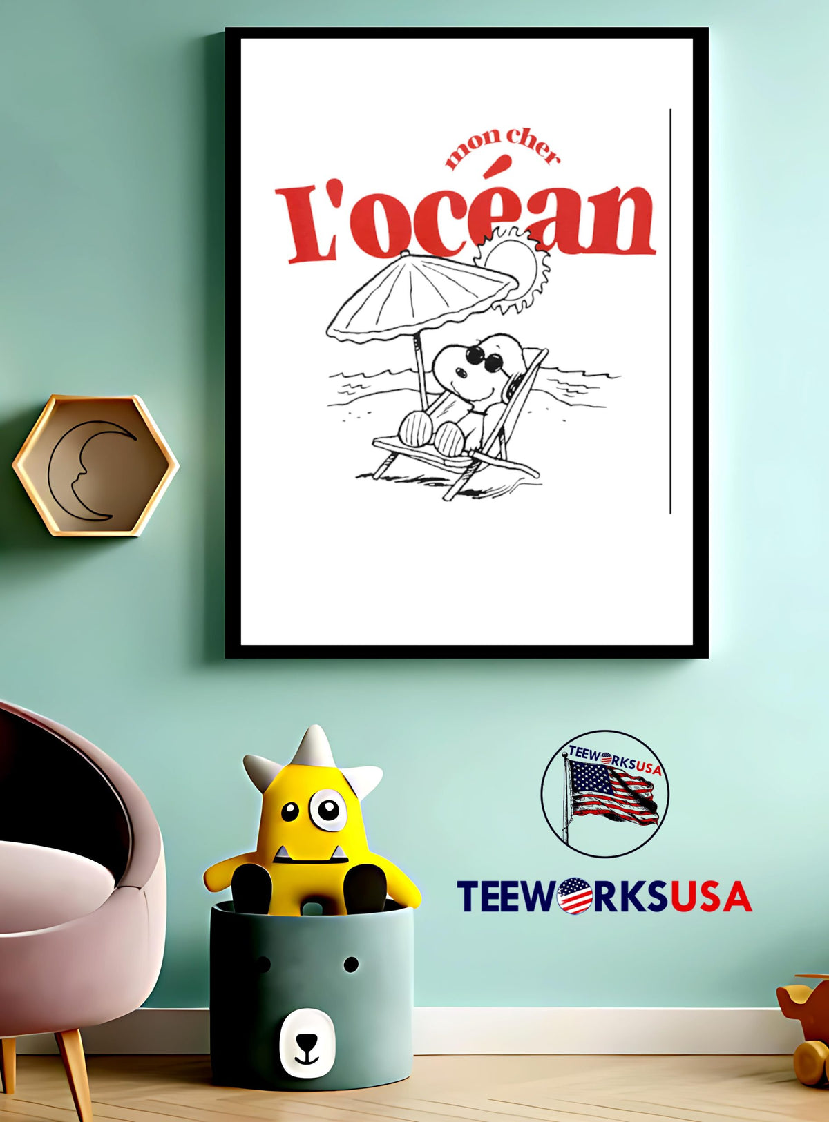 Snoopy Peanut Mon Cher L'ocean - Adult & Kids T-Shirts, Sweatshirts & Hoodies apparel design preview 3