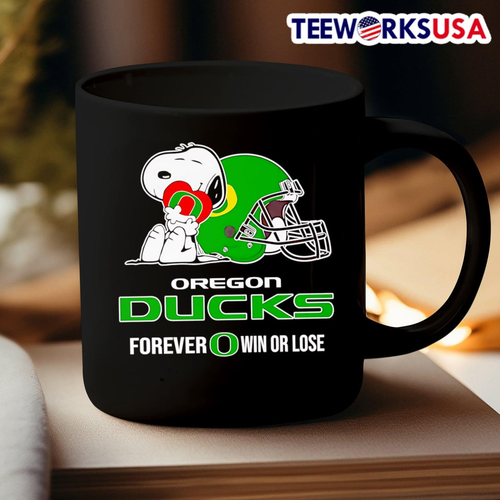 Snoopy hug Oregon Ducks forever win or lose - Adult & Kids T-Shirts, Sweatshirts & Hoodies apparel design preview 3