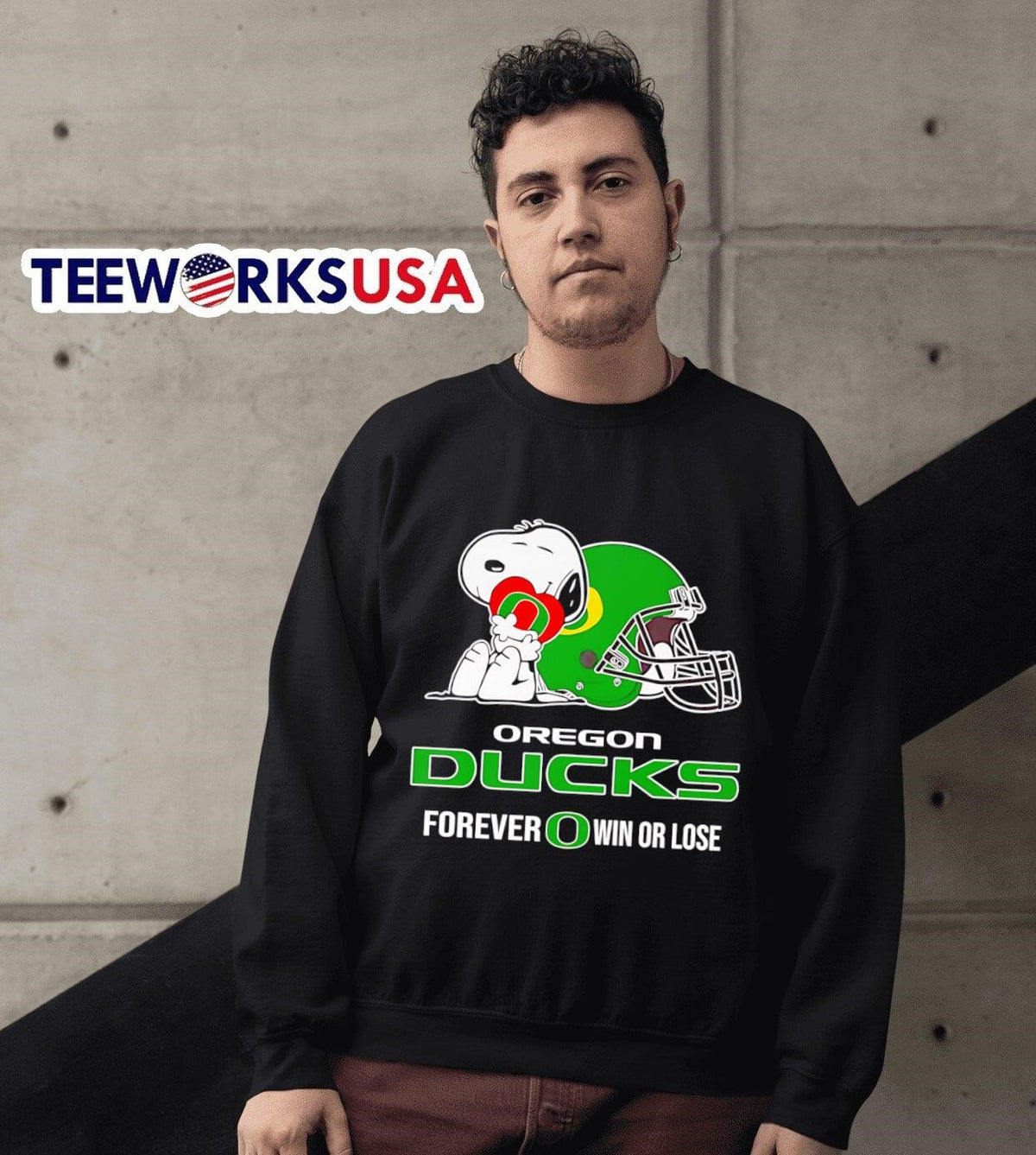 Snoopy hug Oregon Ducks forever win or lose - Adult & Kids T-Shirts, Sweatshirts & Hoodies apparel design preview 6