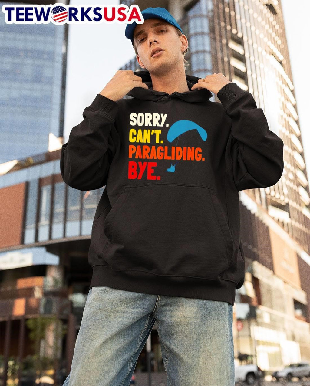 Sorry Can't.Paragliding Bye - Adult & Kids T-Shirts, Sweatshirts & Hoodies apparel design preview 3