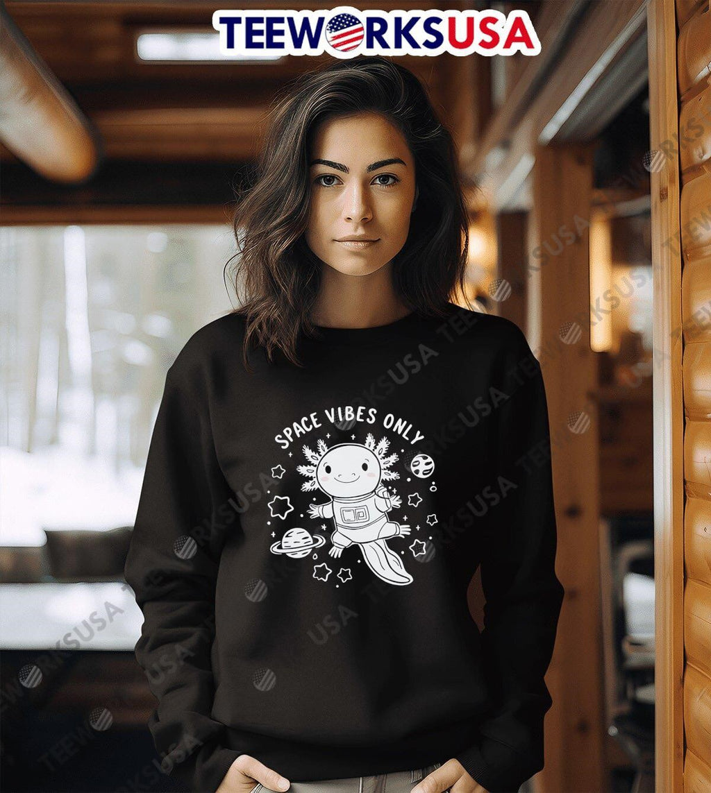 Space Vibes Only Cute Astronaut Axolotl - Adult & Kids T-Shirts, Sweatshirts & Hoodies apparel design preview 3