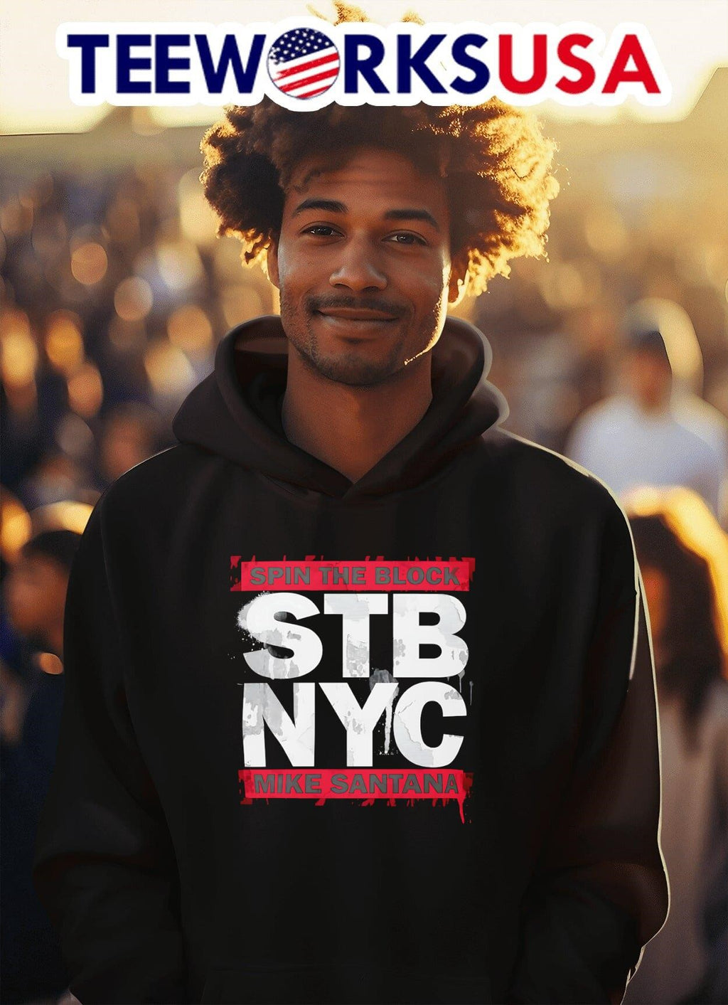 Spin the block Mike Santana - Adult & Kids T-Shirts, Sweatshirts & Hoodies apparel design preview 2