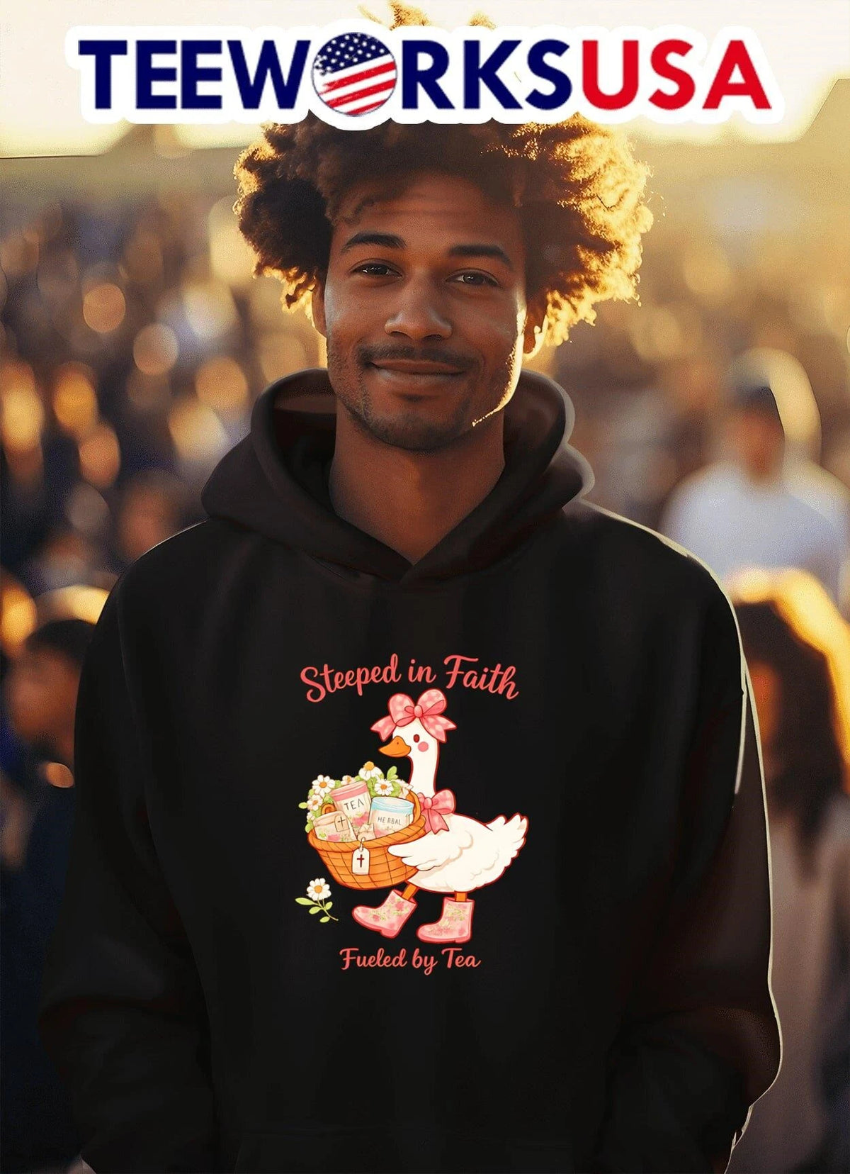 Steeped in Faith Fueled by Tea Goose - Adult & Kids T-Shirts, Sweatshirts & Hoodies apparel design preview 2