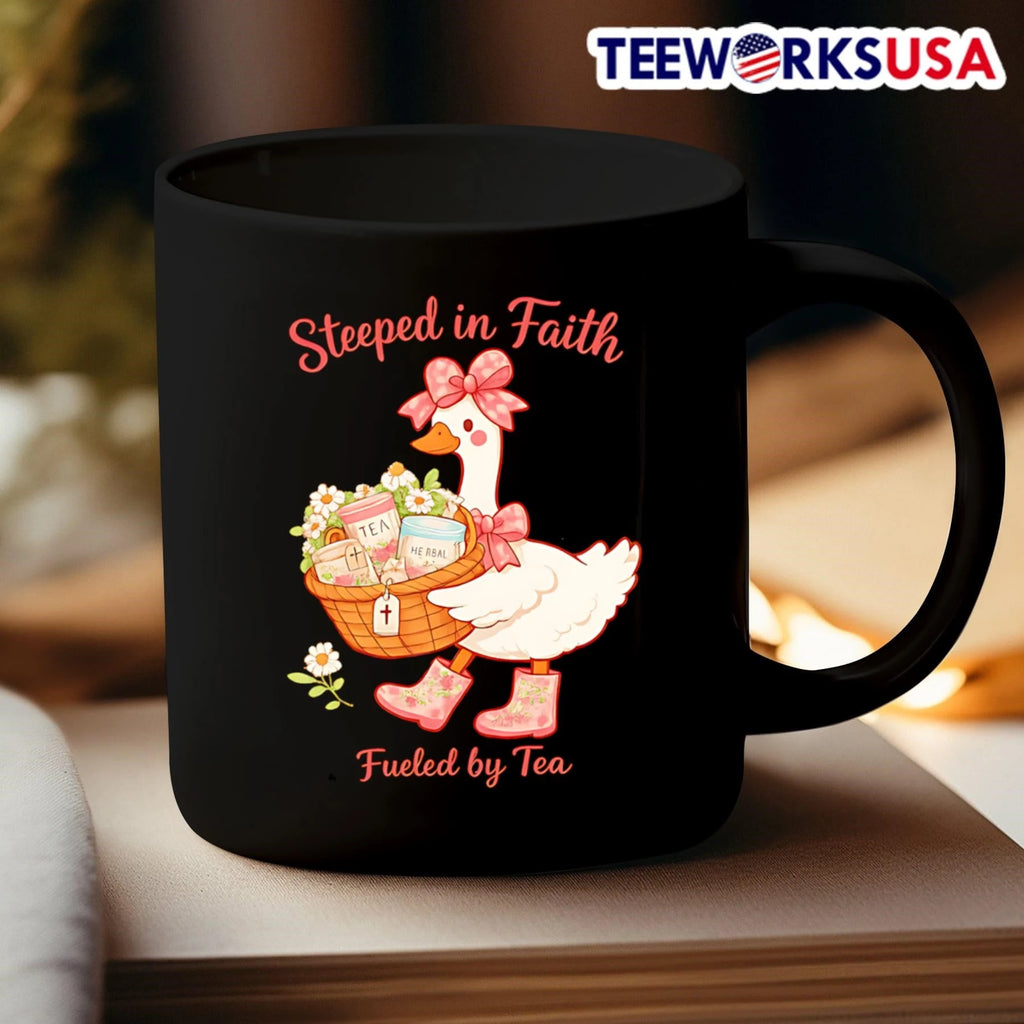 Steeped in Faith Fueled by Tea Goose - Adult & Kids T-Shirts, Sweatshirts & Hoodies apparel design preview 3