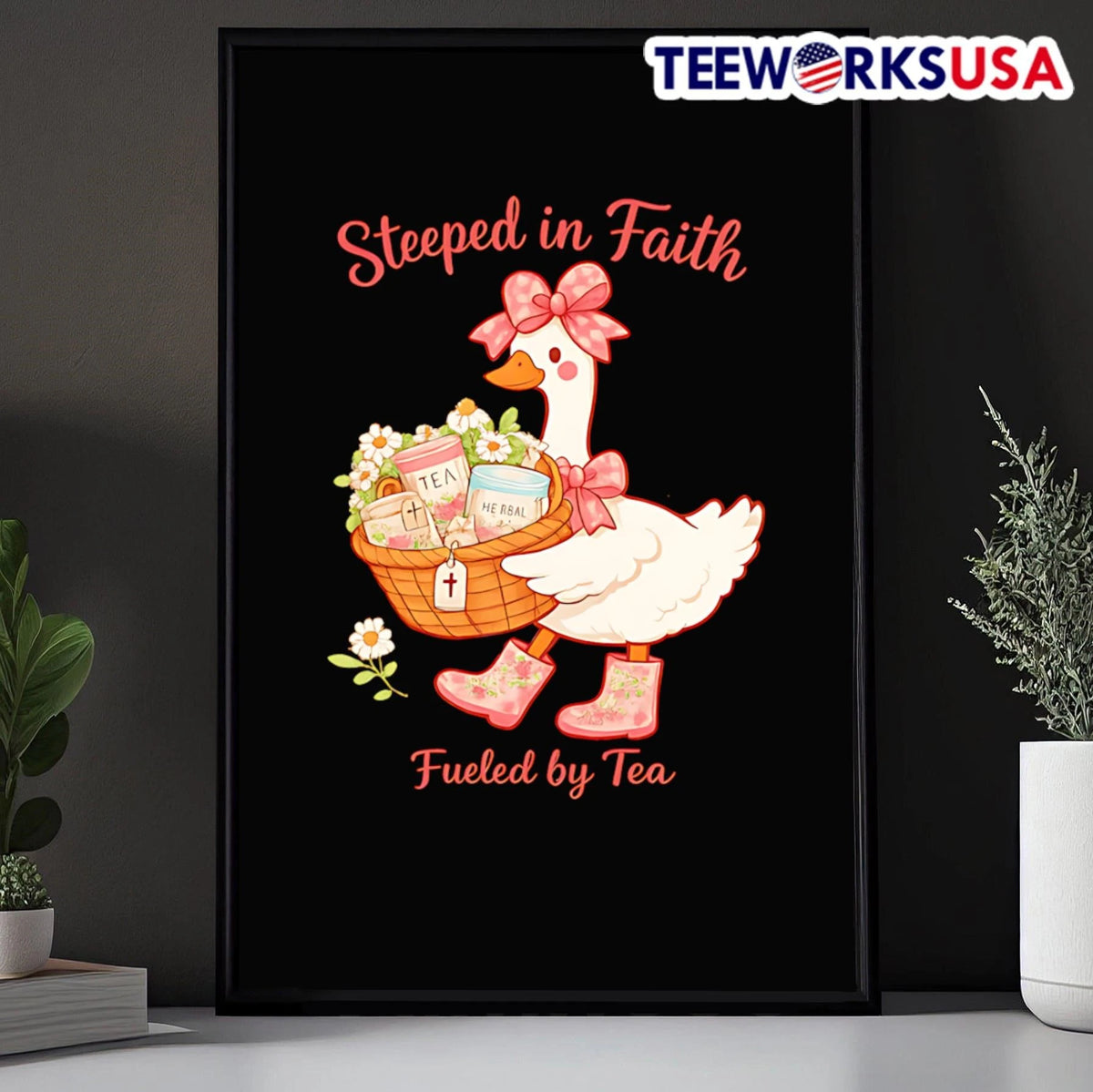 Steeped in Faith Fueled by Tea Goose - Adult & Kids T-Shirts, Sweatshirts & Hoodies apparel design preview 5
